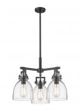 Innovations Lighting 411-3CR-BK-G412-7SDY - Newton Bell - 3 Light - 21 inch - Matte Black - Pendant