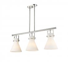 Innovations Lighting 411-3I-PN-G411-10WH - Newton Cone - 3 Light - 42 inch - Polished Nickel - Island Light