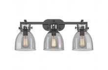 Innovations Lighting 411-3W-BK-G412-7SM - Newton Bell - 3 Light - 27 inch - Matte Black - Bath Vanity Light