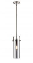  423-1S-SN-G423-12SM - Pilaster II Cylinder - 1 Light - 12 inch Long Glass - Satin Nickel - Pendant