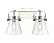  423-2W-PN-G411-6CL - Pilaster II Cone - 2 Light - 17 inch - Polished Nickel - Bath Vanity Light