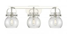  423-3W-PN-G410-6SDY - Pilaster II Sphere - 3 Light - 27 inch - Polished Nickel - Bath Vanity Light