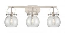  423-3W-SN-G410-6SDY - Pilaster II Sphere - 3 Light - 27 inch - Satin Nickel - Bath Vanity Light