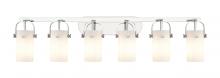  423-6W-PC-G423-7WH - Pilaster II Cylinder - 6 Light - 44 inch - Polished Chrome - Bath Vanity Light