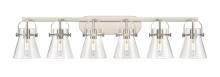  423-6W-SN-G411-6CL - Pilaster II Cone - 6 Light - 46 inch - Satin Nickel - Bath Vanity Light