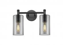 Innovations Lighting 434-2W-BK-G434-7SM - Crown Point - 2 Light - 14 inch - Matte Black - Bath Vanity Light