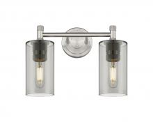 Innovations Lighting 434-2W-SN-G434-7SM - Crown Point - 2 Light - 14 inch - Satin Nickel - Bath Vanity Light