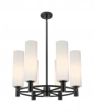 Innovations Lighting 434-6CR-BK-G434-12WH - Crown Point - 6 Light - 24 inch - Matte Black - Chandelier