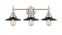 Innovations Lighting 447-3W-SN-M6-BK - Railroad - 3 Light - 26 inch - Satin Nickel - Bath Vanity Light