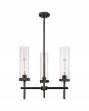  471-3CR-BK-G471-12CL - Lincoln - 3 Light - 21 inch - Matte Black - Pendant