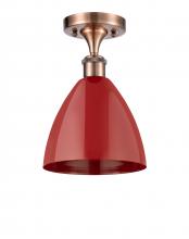Innovations Lighting 516-1C-AC-MBD-75-RD - Plymouth - 1 Light - 8 inch - Antique Copper - Semi-Flush Mount