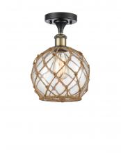 Innovations Lighting 516-1C-BAB-G122-8RB - Farmhouse Rope - 1 Light - 8 inch - Black Antique Brass - Semi-Flush Mount