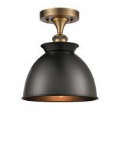 Innovations Lighting 516-1C-BB-M14-BK - Adirondack - 1 Light - 8 inch - Brushed Brass - Semi-Flush Mount