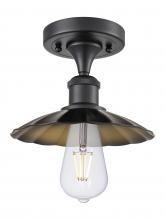  516-1C-BK-M17-BK - Scallop - 1 Light - 8 inch - Matte Black - Semi-Flush Mount