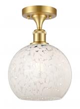 Innovations Lighting 516-1C-SG-G1216-8WM - White Mouchette - 1 Light - 8 inch - Satin Gold - Semi-Flush Mount