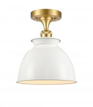 Innovations Lighting 516-1C-SG-M14-W - Adirondack - 1 Light - 8 inch - Satin Gold - Semi-Flush Mount