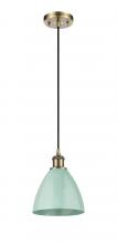 Innovations Lighting 516-1P-AB-MBD-75-SF - Plymouth - 1 Light - 8 inch - Antique Brass - Cord hung - Mini Pendant