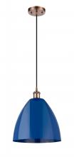 Innovations Lighting 516-1P-AC-MBD-12-BL - Plymouth - 1 Light - 12 inch - Antique Copper - Cord hung - Mini Pendant