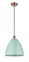 Innovations Lighting 516-1P-AC-MBD-12-SF - Plymouth - 1 Light - 12 inch - Antique Copper - Cord hung - Mini Pendant