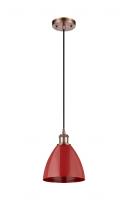Innovations Lighting 516-1P-AC-MBD-75-RD - Plymouth - 1 Light - 8 inch - Antique Copper - Cord hung - Mini Pendant