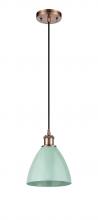Innovations Lighting 516-1P-AC-MBD-75-SF - Plymouth - 1 Light - 8 inch - Antique Copper - Cord hung - Mini Pendant