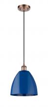 Innovations Lighting 516-1P-AC-MBD-9-BL - Plymouth - 1 Light - 9 inch - Antique Copper - Cord hung - Mini Pendant