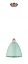 Innovations Lighting 516-1P-AC-MBD-9-SF - Plymouth - 1 Light - 9 inch - Antique Copper - Cord hung - Mini Pendant