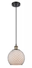 Innovations Lighting 516-1P-BAB-G121-8CBK - Farmhouse Chicken Wire - 1 Light - 8 inch - Black Antique Brass - Cord hung - Mini Pendant