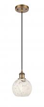 Innovations Lighting 516-1P-BB-G1216-6WM - White Mouchette - 1 Light - 6 inch - Brushed Brass - Cord Hung - Mini Pendant