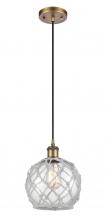 Innovations Lighting 516-1P-BB-G122-8RW - Farmhouse Rope - 1 Light - 8 inch - Brushed Brass - Cord hung - Mini Pendant