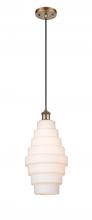  516-1P-BB-G671-8 - Cascade - 1 Light - 8 inch - Brushed Brass - Cord hung - Mini Pendant