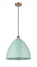 Innovations Lighting 516-1P-BB-MBD-16-SF - Plymouth - 1 Light - 16 inch - Brushed Brass - Cord hung - Mini Pendant