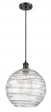  516-1P-BK-G1214-12 - Athens Twisted Swirl - 1 Light - 12 inch - Matte Black - Cord hung - Mini Pendant