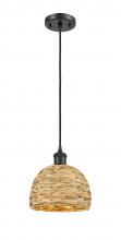 Innovations Lighting 516-1P-BK-RBD-8-NAT - Woven Rattan - 1 Light - 8 inch - Matte Black - Multi Pendant