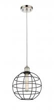 Innovations Lighting 516-1P-PN-CE-10-BK - Lake Placid - 1 Light - 10 inch - Polished Nickel - Mini Pendant