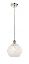 Innovations Lighting 516-1P-PN-G1216-8WM - White Mouchette - 1 Light - 8 inch - Polished Nickel - Cord Hung - Mini Pendant