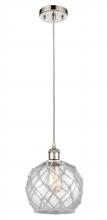 Innovations Lighting 516-1P-PN-G122-8RW - Farmhouse Rope - 1 Light - 8 inch - Polished Nickel - Cord hung - Mini Pendant