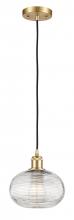 Innovations Lighting 516-1P-SG-G555-8CL - Ithaca - 1 Light - 8 inch - Satin Gold - Cord hung - Mini Pendant