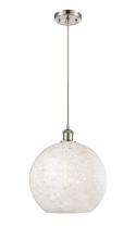 Innovations Lighting 516-1P-SN-G1216-12WM - White Mouchette - 1 Light - 12 inch - Brushed Satin Nickel - Cord Hung - Mini Pendant