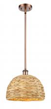 Innovations Lighting 516-1S-AC-RBD-12-NAT - Woven Rattan - 1 Light - 12 inch - Antique Copper - Multi Pendant