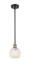 Innovations Lighting 516-1S-BAB-G1216-6WM - White Mouchette - 1 Light - 6 inch - Black Antique Brass - Mini Pendant