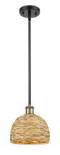 Innovations Lighting 516-1S-BAB-RBD-8-NAT - Woven Rattan - 1 Light - 8 inch - Black Antique Brass - Mini Pendant