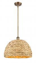 Innovations Lighting 516-1S-BB-RBD-16-NAT - Woven Rattan - 1 Light - 16 inch - Brushed Brass - Multi Pendant