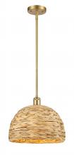 Innovations Lighting 516-1S-SG-RBD-12-NAT - Woven Rattan - 1 Light - 12 inch - Satin Gold - Multi Pendant