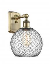 Innovations Lighting 516-1W-AB-G122-8CBK-LED - Farmhouse Chicken Wire - 1 Light - 8 inch - Antique Brass - Sconce
