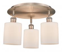 Innovations Lighting 516-3C-AC-G111 - Cobbleskill - 3 Light - 17 inch - Antique Copper - Flush Mount