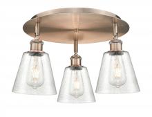 Innovations Lighting 516-3C-AC-G454 - Caton - 3 Light - 17 inch - Antique Copper - Flush Mount