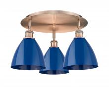 Innovations Lighting 516-3C-AC-MBD-75-BL - Plymouth - 3 Light - 19 inch - Antique Copper - Flush Mount