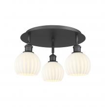 Innovations Lighting 516-3C-BK-G1217-6WV - White Venetian - 3 Light - 18 inch - Matte Black - Flush Mount