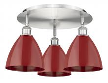 Innovations Lighting 516-3C-SN-MBD-75-RD - Plymouth - 3 Light - 19 inch - Satin Nickel - Flush Mount